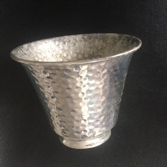 Hammered Silver Metal Vase - Decorative Home Accent - Picture 12 of 12